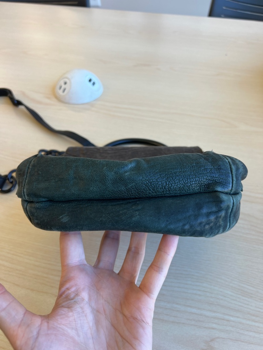 Anthropologie x Daniella Lehavi two-toned leather crossbody bag black and green - Picture 7 of 14